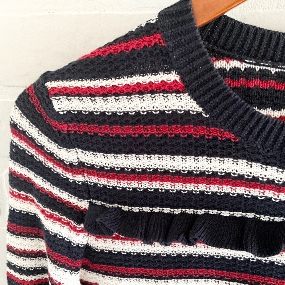 Brooks Brothers Ruffle Stripe Cotton Knit Preppy Quiet Luxury S - Picture 3 of 11